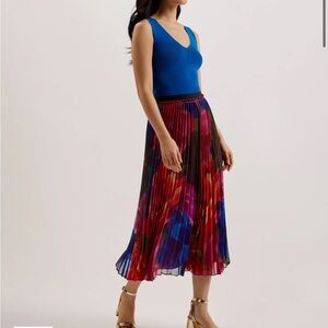 Ted Baker London Multicolor Pleated Midi Skirt